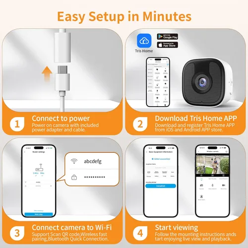 Miniatura 8 de Cámara de ventana de 3 MP 2K, cámara WiFi de 2.4 GHz y 5 GHz para interiores y exteriores, para seguridad en el hogar con visión nocturna a