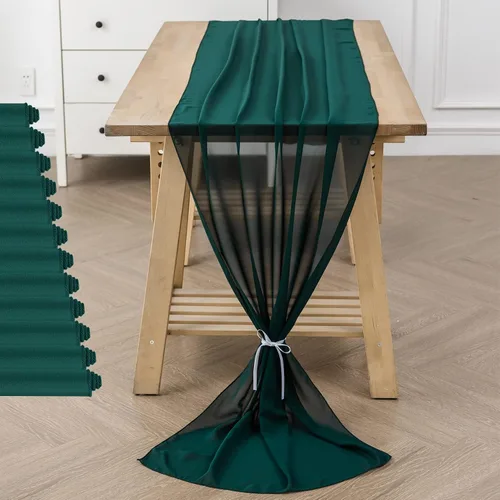 Miniatura 53 de Paquete de 2 caminos de mesa de gasa de 10 pies de 29 x 120 pulgadas, camino de mesa romántico transparente para boda, fiesta de cumpleaños