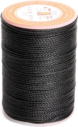 Cuerda de poliéster encerado, cuerdas recubiertas de cera, hilo redondo impermeable recubierto de cera para pulseras trenzadas, accesorios de Negro