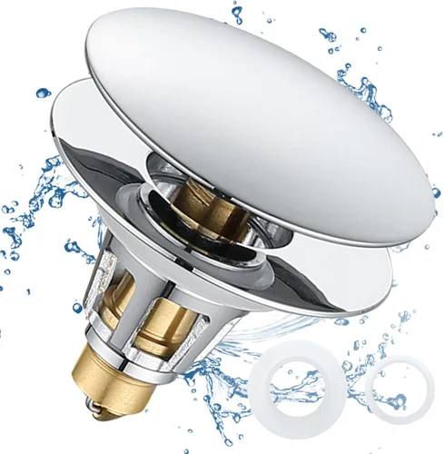 Tapón universal para fregadero de baño, tapón de drenaje de fregadero de 1.1 a 1.5 pulgadas, colador de drenaje de lavabo desplegable tipo bala,