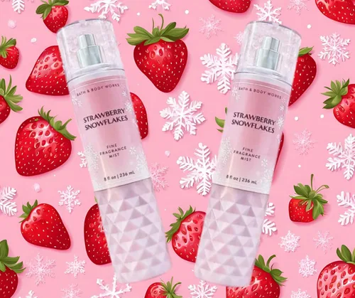 Miniatura 4 de Bath & Body Works Strawberry Snowflakes - Set de regalo de fragancia fina de 8 onzas, paquete de 2 (copos de nieve de fresa) 8 onzas líquidas