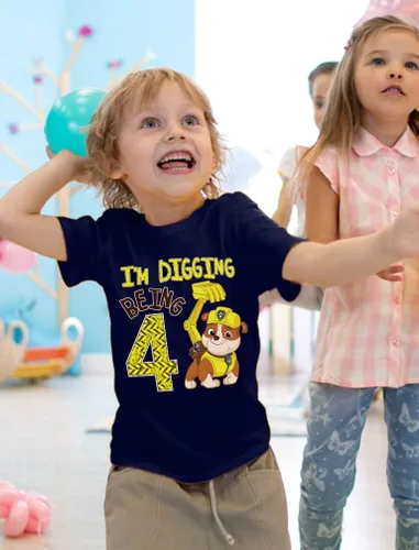 Miniatura 2 de Paw Patrol Rubble - Camiseta de 4 cumpleaños para niños pequeños