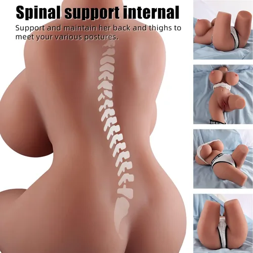 Miniatura 3 de Muñeca sexual marrón de 18.7 libras, masturbadores masculinos con torso flexible, textura de piel corporal de tamaño completo, trasero suave, pechos