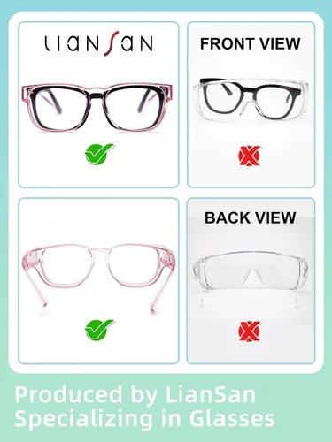 Miniatura 5 de LianSan Gafas de seguridad sobre anteojos para mujer, gafas antivaho que se ajustan sobre las gafas para certificación ANSI Z87.1