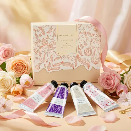 Miniatura 3 de spa luxetique Set de crema de manos, paquete de 4 lociones para manos, juego de regalo de Navidad enriquecido con manteca de karité y glicerina
