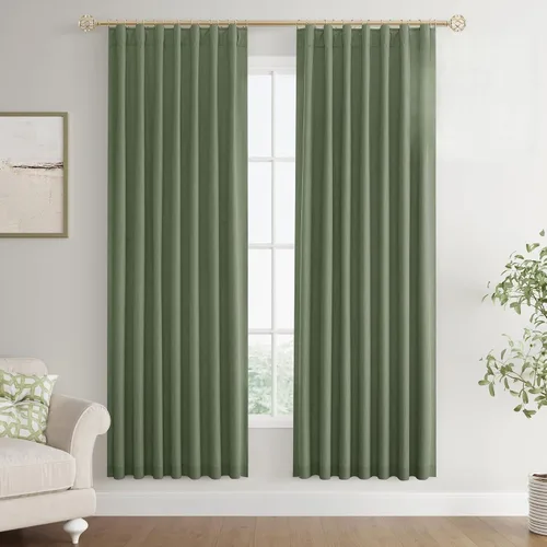 Miniatura 84 de Joywell 2 cortinas opacas 100%, lino, beige natural, trabillas traseras/cinta con ganchos, aislantes, de dormitorio, comedor, sala, puerta corrediza