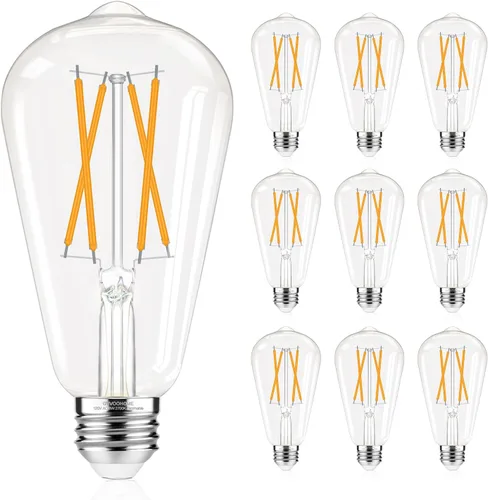 Miniatura 9 de GvvooHome Bombillas Edison regulables, 2700 K blanco cálido, 6 W equivalente a bombilla LED E26 de 60 W, bombillas ST58 vintage, 600 LM, 90+ CRI