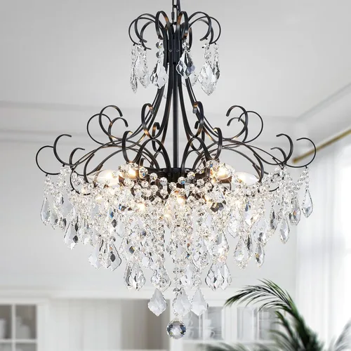 Miniatura 29 de WUZUPS Candelabro colgante de cristal con 5 luces, lámpara de techo moderna para dormitorio, pasillo, bar, cocina, baño, 20.3 pulgadas de alto