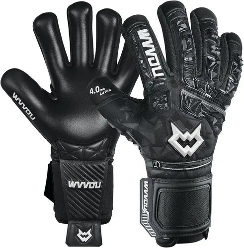 Miniatura 9 de WVVOU Guantes de portero de fútbol para adultos y jóvenes, guantes de portero de alto rendimiento con 5 protectores de dedos desmontables, guantes