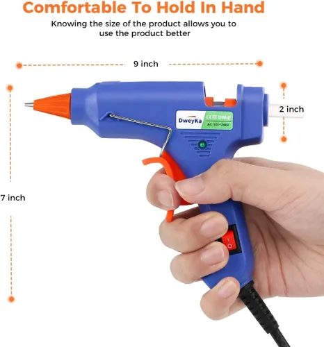 Miniatura 7 de Pistola de pegamento caliente con 10 barras de pegamento, kit de mini pistola de pegamento de 30 W, para uso escolar de artes y manualidades, Azul