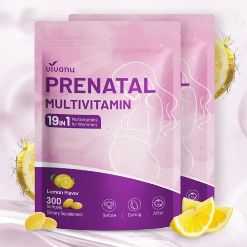 Miniatura 11 de VivoNu Vitaminas prenatales para mujeres, vitamina D3, K2, B6, B12, C con ácido fólico, DHA, colina, probióticos, hierro, calcio, zinc y magnesio