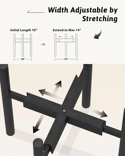 Miniatura 3 de GENTINGBRO Soporte ajustable para plantas de interior, soporte de bambú para plantas de 8, 9, 10, 11, 12 pulgadas, soporte de esquina pequeño