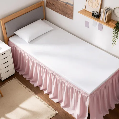 Miniatura 39 de Falda de cama RIMELA envoltura volante elástica que protege contra el polvo con color sólido, resistente a las arrugas y a la decoloración con Blanco