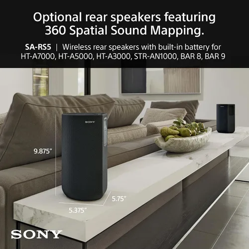 Miniatura 2 de Sony SA-RS5 Altavoces Traseros Inalámbricos con Batería Integrada para BRAVIA Theater (BAR 8, BAR 9), HT-A7000/A5000/A3000 y STR-AN1000