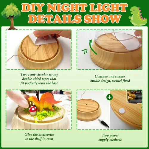 Miniatura 3 de Crea tu propia luz nocturna, kits de bricolaje de dinosaurio para niñas, luces nocturnas mágicas creativas USB Edición de mejora, juguetes