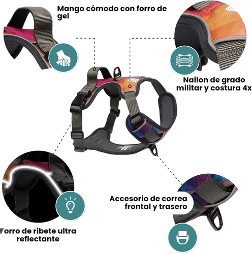 Miniatura 4 de Embark Adventure - Arnés para perro con tira reflectante, antitirones, nailon de grado militar, clip frontal con mango forrado de gel, para perros