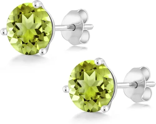 Miniatura 69 de Gem Stone King Aretes de oro de 14 quilates, 0.236 in, piedra natal redonda, Martini, 3 puntas, aretes de oro para mujer