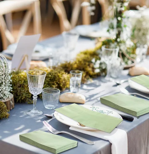 Miniatura 3 de 100 servilletas de 3 capas de color verde salvia de 13 x 15.7 pulgadas, servilletas de baño para invitados, servilletas de postre, toallas de mano