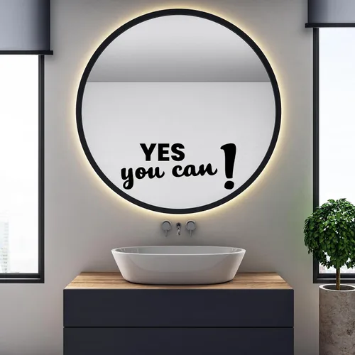 Miniatura 4 de Calcomanía de espejo "Yes You Can Sign with Exclamation Mark - Yes You Can Words of Inspiration Decor - Diferentes fuentes Yes You Can Sign