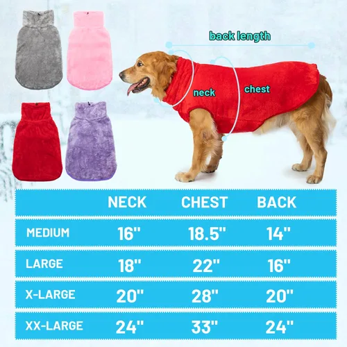 Miniatura 2 de Chaqueta para perros para clima frío, 2 paquetes de ropa de abrigo de invierno cálida de cuello alto para mascotas, abrigo de felpa ajustable