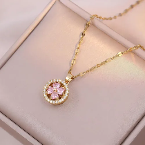 Miniatura 6 de Anillos de collar antiestrés para mujer, trébol de cuatro hojas, artículos para aliviar la ansiedad para mujeres, anillo giratorio de acero