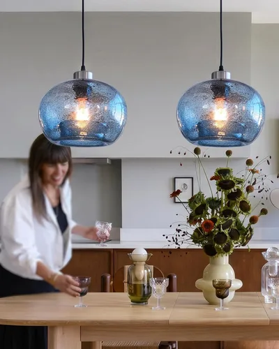 Miniatura 3 de Casamotion - Lámpara de techo colgante de cristal soplado a mano para isla de cocina, casa rural, comedor, zona de bar, fregadero, color mármol