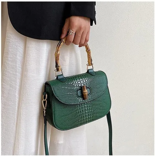 Miniatura 4 de Bolso de mano de cuero artificial de bambú con asa superior para mujer, elegante bolso de noche, regalo para mujer, hecho a mano