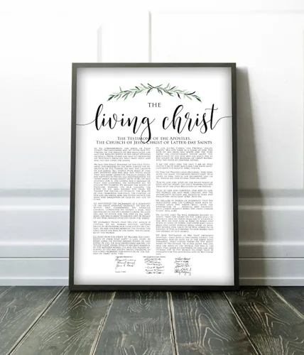 Miniatura 2 de NATVVA Póster de pared con texto en inglés «The Living Christ Wall» (El Cristo Viviente) con hojas verdes, arte para la pared, lienzo, arte