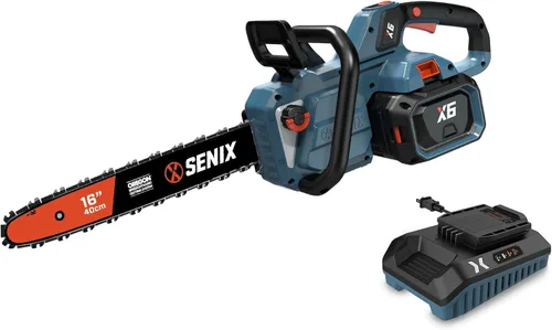 Miniatura 10 de SENIX Motosierra eléctrica de 40 V y 14 pulgadas, motosierra inalámbrica a batería, motosierra sin escobillas, incluye baterías de 2 x 4 Ah