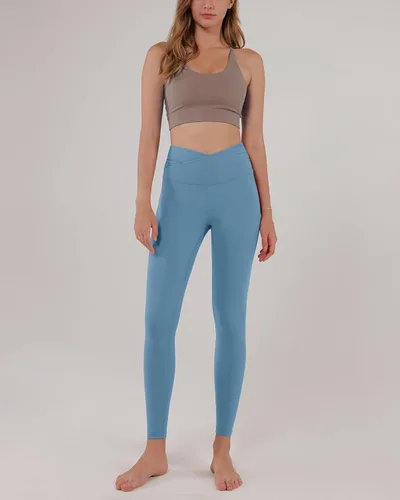 Miniatura 4 de ODODOS - Leggings de cintura cruzada para mujer, diseño con bolsillo interno, para yoga, deportes, gimnasia o entrenamiento, pantalones deportivos