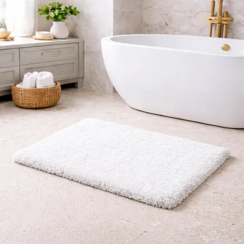 Miniatura 20 de C23 Alfombra de baño de 1 pie 8 pulgadas x 2 pies 8 pulgadas, alfombra de baño suave de felpa copetuda 100% algodón con respaldo de látex