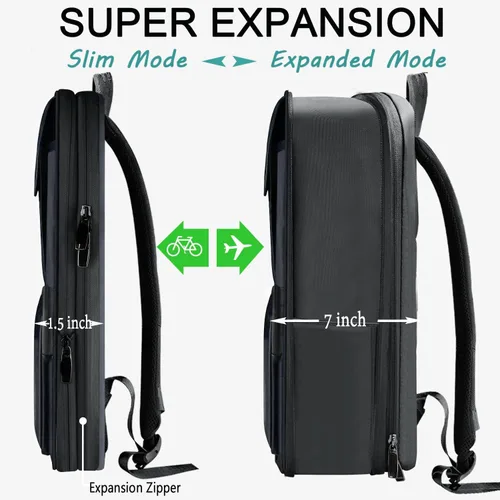 Miniatura 3 de Mochila para laptop delgada y expandible de 15.6 pulgadas, mochila para computadora resistente al agua, antirrobo, mochila de viaje para hombres
