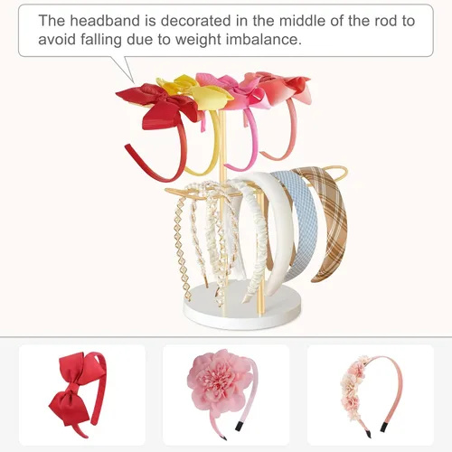 Miniatura 4 de Organizador con soporte para diademas Dahey de metal de 2 niveles, soporte de exhibición para aros para el pelo, organizador para diademas