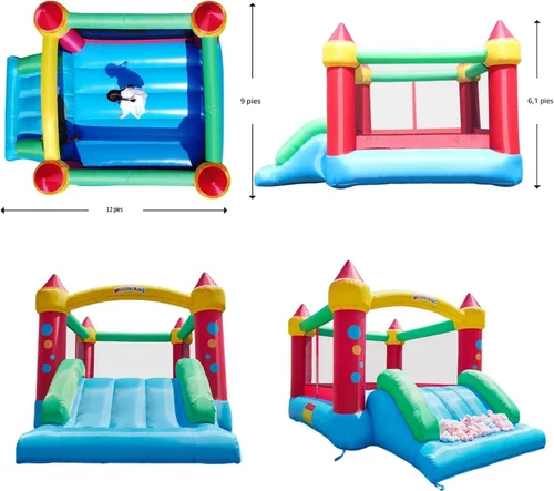 Miniatura 8 de WeeOneKids Casa de Rebote Inflable, Castillo Hinchable con Soplador de Aire y Tobogán, Castillo Familiar Inflable para Patio Trasero