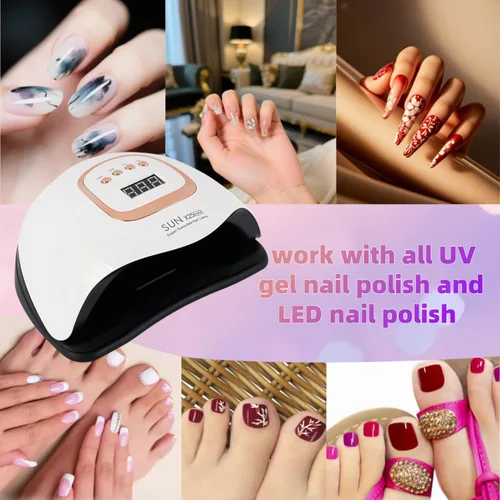 Miniatura 6 de Lámpara de uñas LED UV con 81 cuentas, lámparas de curado de uñas de 380 W para esmalte de gel con sensor automático/4 ajustes de temporizador