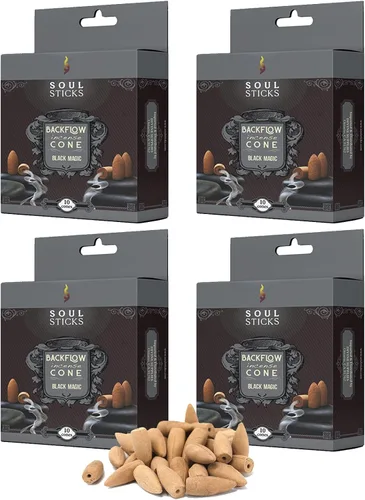 Miniatura 15 de Soul Sticks Conos de incienso de reflujo – 40 conos orgánicos hechos a mano para quemador de cascada Paquete de 4 aromas aromáticos de larga Go