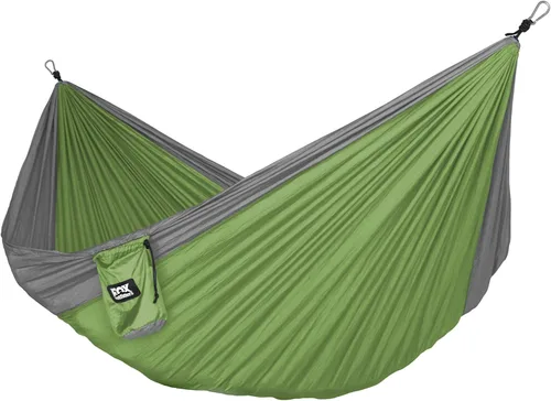 Fox Outfitters Neolite - Hamaca doble para campamento, ligera, portátil, de nailon, para mochileros, viajes, playa, patio, correas de hamaca y Gris