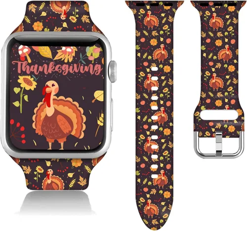 Miniatura 23 de Compatible con Apple Watch de copo de nieve de 38/40/41/42/44/45/46/1.929 in para mujeres y hombres, correa de repuesto de silicona suave para Hojas