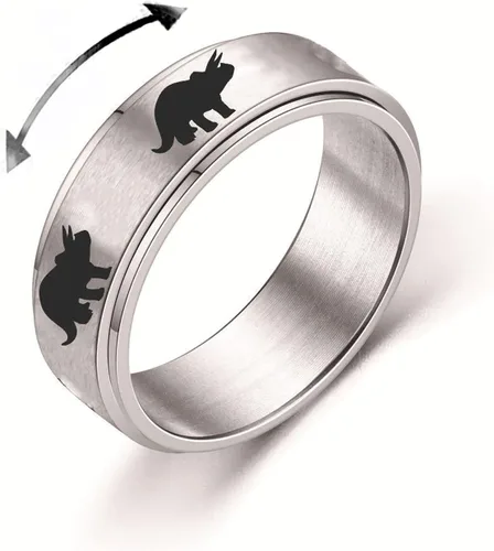 Miniatura 10 de INENIMARTJ Anillos giratorios de dinosaurio para mujeres y hombres, anillos giratorios de dinosaurio de acero inoxidable, anillo de ansiedad de C