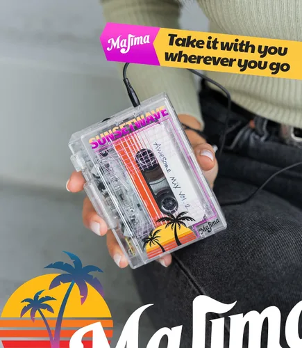 Miniatura 5 de Reproductor de cassette Bluetooth con radio FM, diseño portátil transparente, regalo de audio retro, compatible con alimentación USB o pilas AA