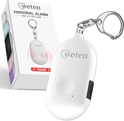 Miniatura 10 de Weten Llavero de alarma personal recargable, sirena de 130 dB y luz LED, elegante alerta de seguridad personal para que las mujeres lo lleven