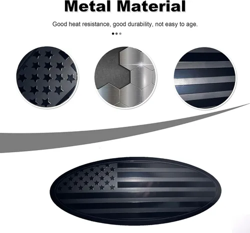 Miniatura 6 de 7.75 pulgadas Emblema de Superposición de Puerta Trasera de Aluminio, Emblema Ovalado de Bandera Negra de América Compatible con Ford Expedition