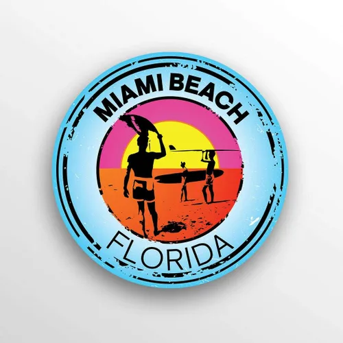 Miami Beach Florida Swim Boat Kayak Esquí Acuático Surf Viajes Vinilo Adhesivo Adhesivo Adhesivo Impermeable Coche Parachoques Pegatina 5"