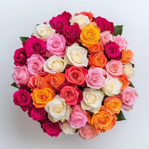 Miniatura 9 de GlobalRose Ramo de 50 rosas surtidas, rosas de origen responsable, flores frescas, ramo fresco de flores seleccionadas a mano para el día