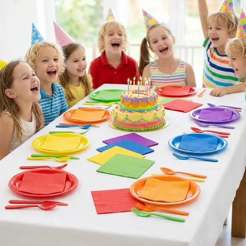 Miniatura 5 de Whaline Servilletas de papel de cóctel multicolor arcoíris de 2 capas para decoración de fiestas, 120