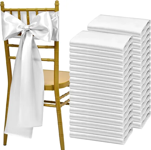 Miniatura 17 de Showgeous 60 cintas decorativas de satén negro para silla, lazos para decoración de banquetes, fiestas, baby shower, eventos (7 x 108 pulgadas)