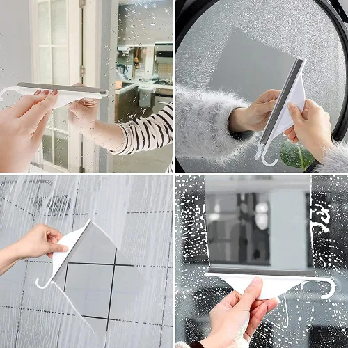 Miniatura 2 de Pequeño espejo de ducha de baño con gancho para colgar, mini espátula de silicona para encimera de cocina, herramienta limpiadora