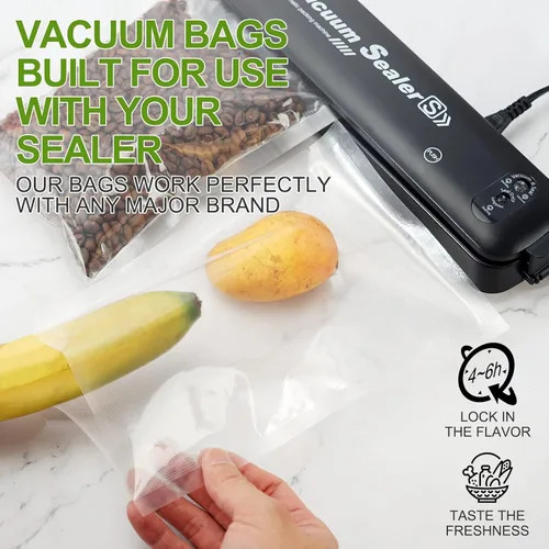 Miniatura 6 de W&Y W&Y 100 bolsas selladoras al vacío de una capa (6"x10" cuarto de galón) – Pre-separadas, grado comercial, libres de BPA para almacenamiento