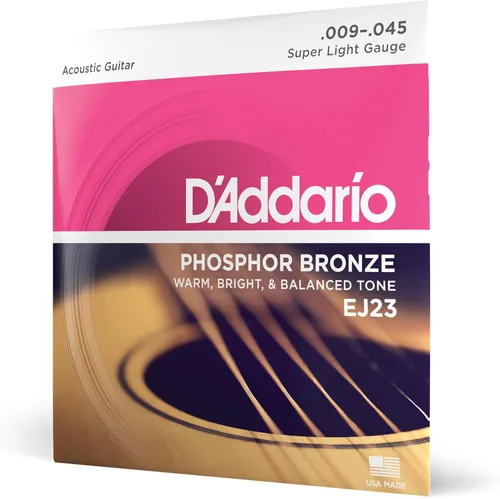 Miniatura 24 de Cuerdas para guitarra acústica de bronce fosforado D'Addario, blanco negro rojo azul
