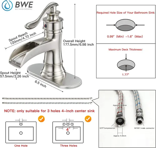Miniatura 6 de BWE Grifo de baño cepillado níquel